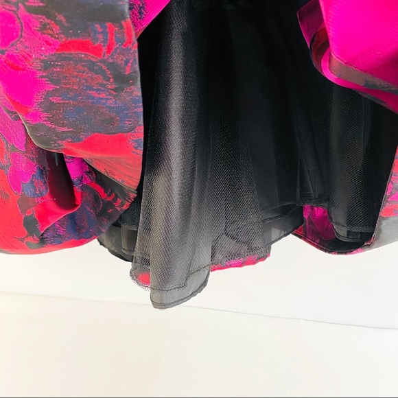 Xscape Printed Fit & Flare Dress Black Pink - Picture 7 of 8